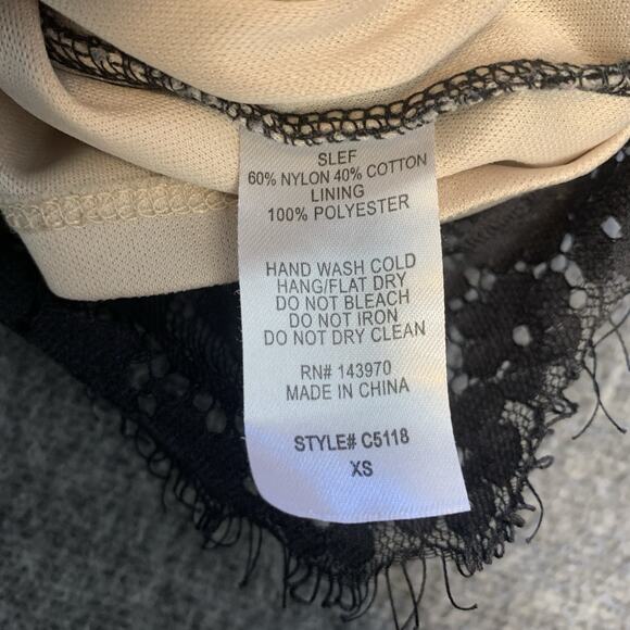 Charlotte Russe Romper XS‎ Black Nude Lace Boho Festival Date Night - Picture 7 of 9